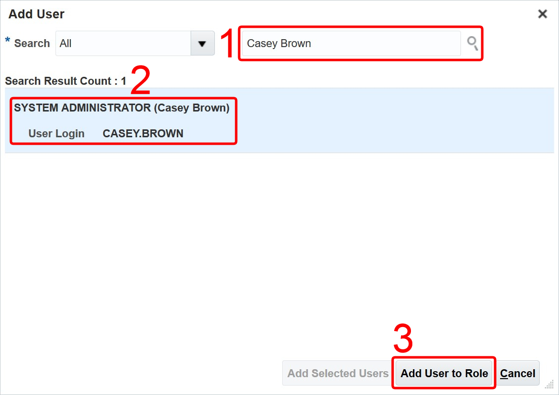 Select User - Simplified Loader Excel for Oracle Fusion Cloud ERP